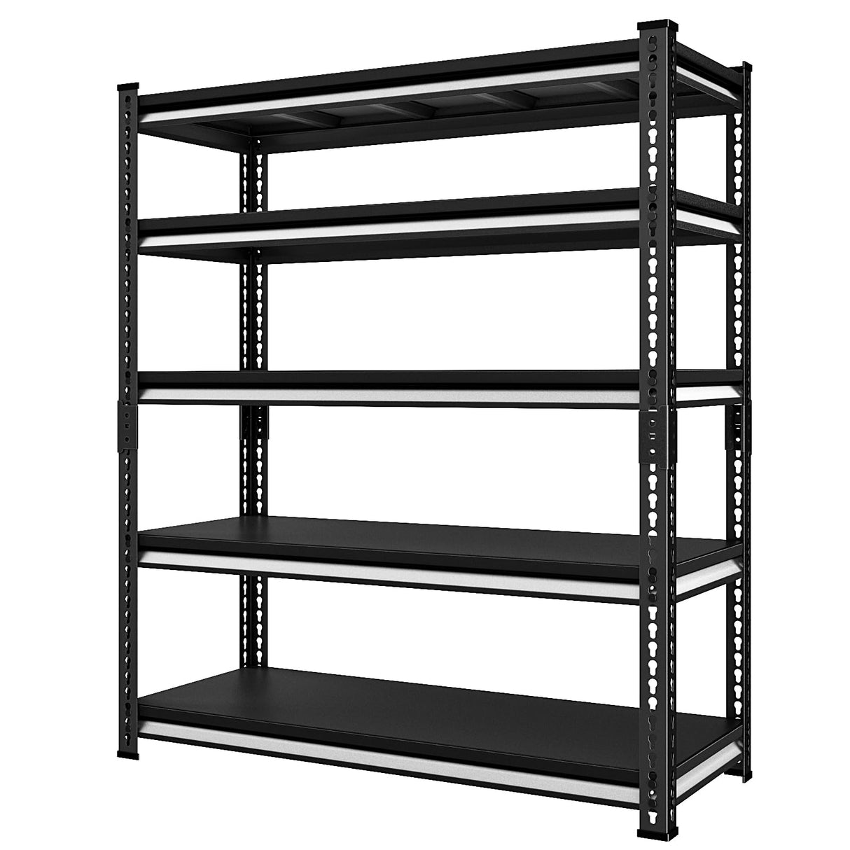 Rufokisa 48" W Garage Shelving Heavy Duty,2500LBS Loads Metal Shelving Units and Storage,5-Tier Garage Storage Shelves Heavy Duty, Industrial Utility Shelves,48”W x 18”D x 78”H(Black) Rufokisa