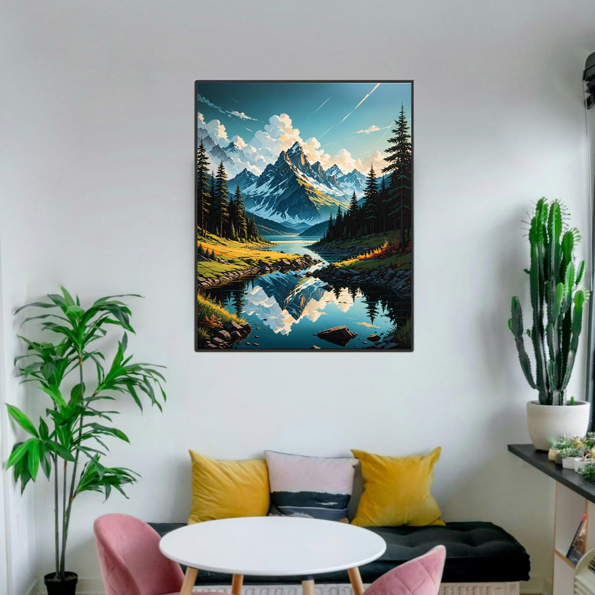 Paint By Numbers Kit For Adults, Mountain Paint By Number Kits For Beginner Landscape Acrylic On Canvas Mountains Diy Oil Painting Kit Adults' Paint-By-Number Kits For Gift Home Wall Decor 16x20 Inch ldazao