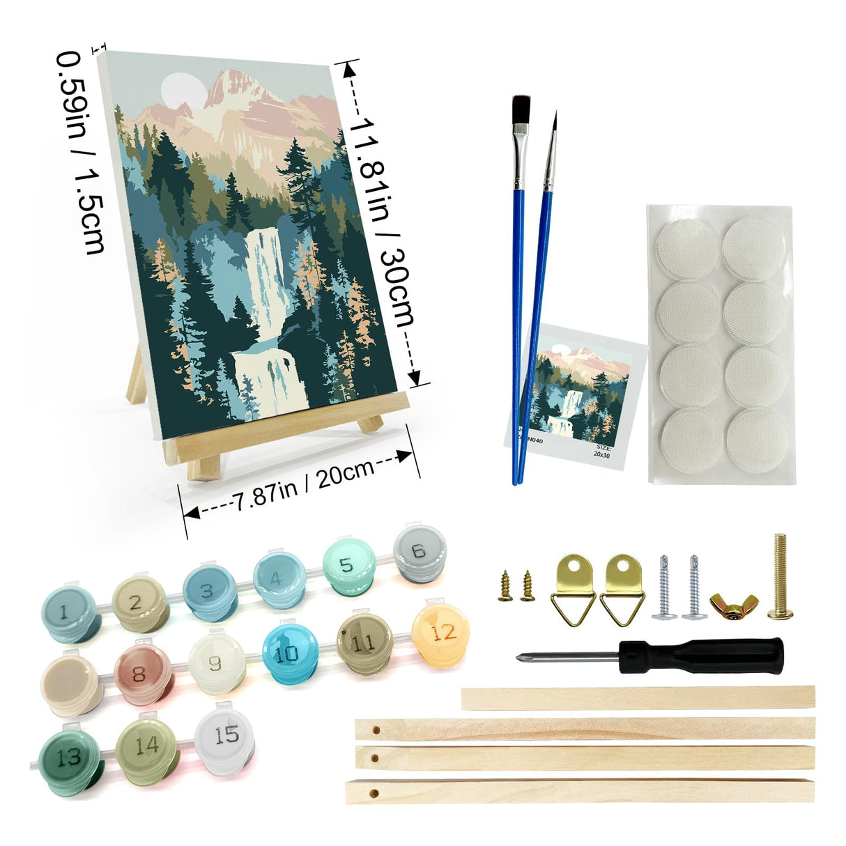 JOOZ Mountain Paint by Numbers Kit for Adults with Frame, Mountain Waterfall Paint by Number with Easel, DIY Easy Acrylic Landscape Oil Painting Kit Framed Canvas for Home Wall Decor 8x12 Inch JOOZ