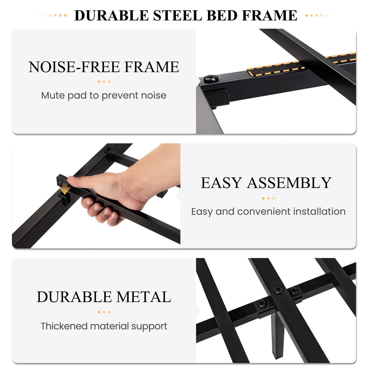 Victorian-Style King Size Metal Platform Bed Frame with Wrought Iron Headboard and Footboard in Black SHA CERLIN