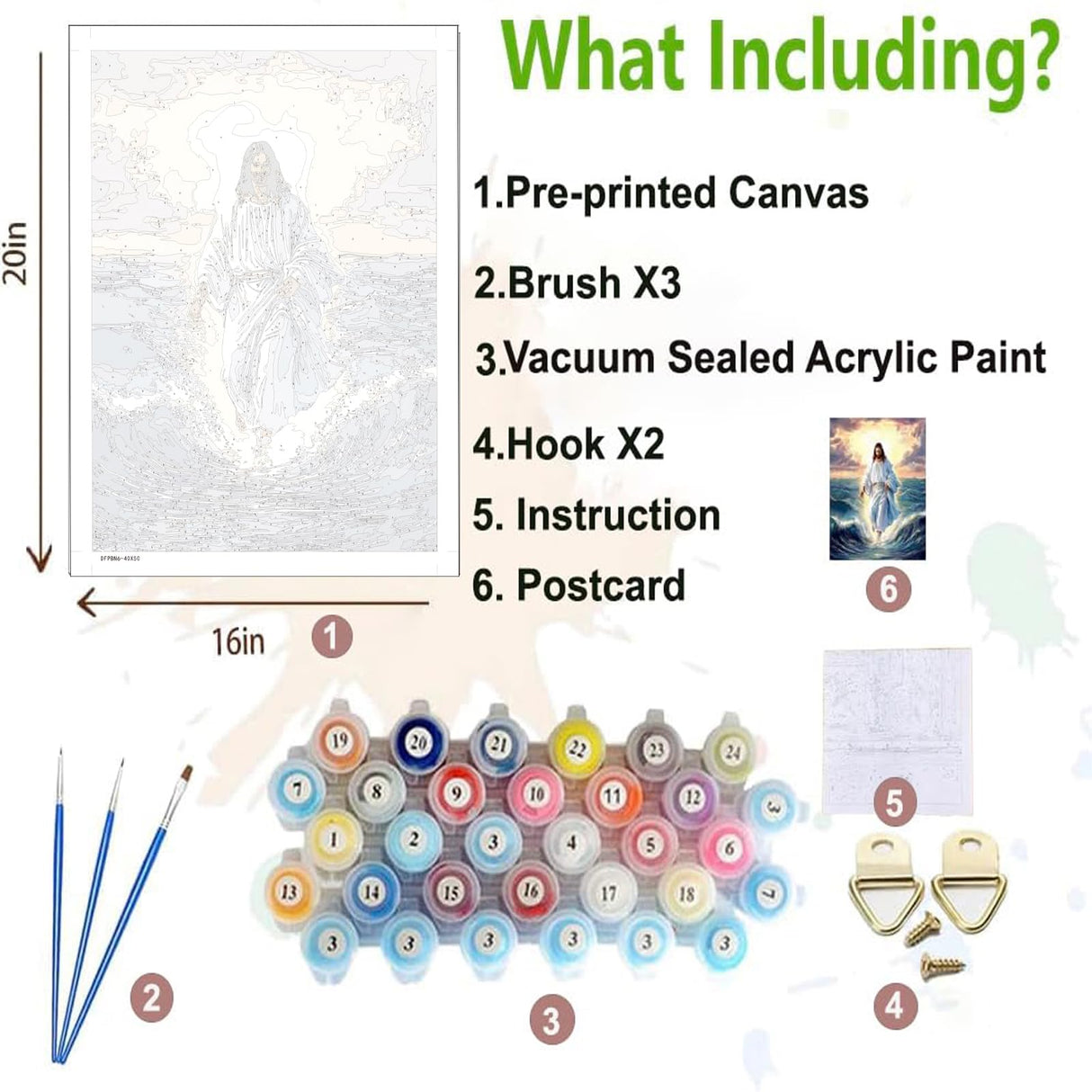 Jesus Paint by Numbers Kit for Adults & Beginners - Christian Canvas Art for Spiritual Home Wall Decor (16x20in, DIY Gift Idea) DIYDECORFUN