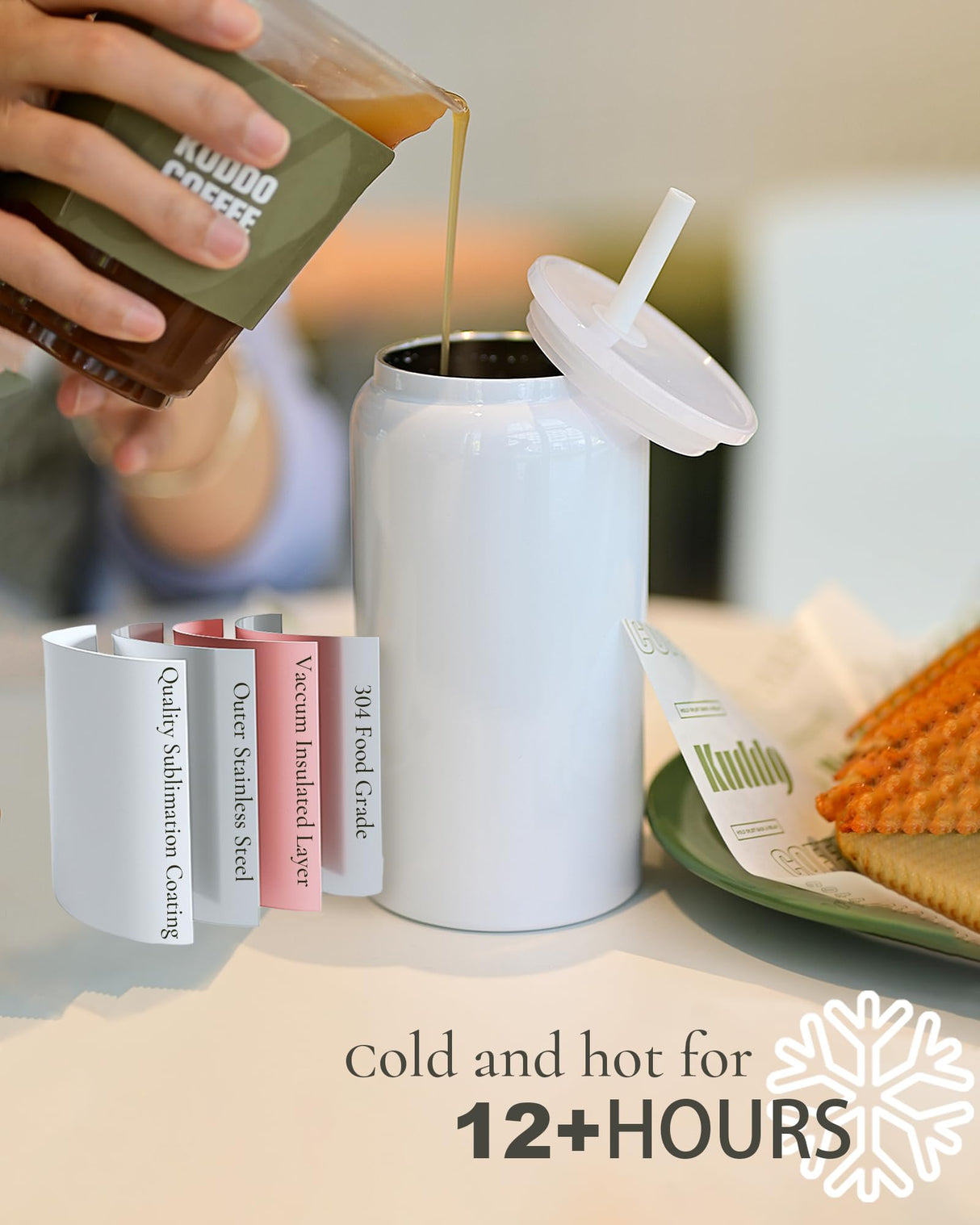 UIRZOTN Glass Cups with Lids and Straws, 16oz Stainless Steels Cups, Beer Cups, Iced Coffee Cup, Smoothie Cup, Sublimation Tumbler, Fuchsia (Shiny Polished Finish, Sublimatable) UIRZOTN