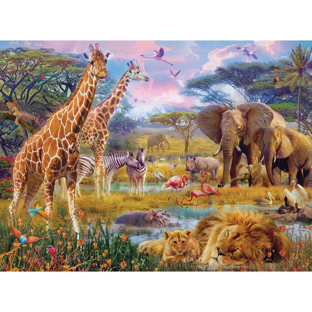 Bits and Pieces – Large 300 Piece Jigsaw Puzzle for Adults – ‘Savannah Animals’ by Artist Jan Patrik, Completed Puzzle Size: 18" x 24" Bits and Pieces