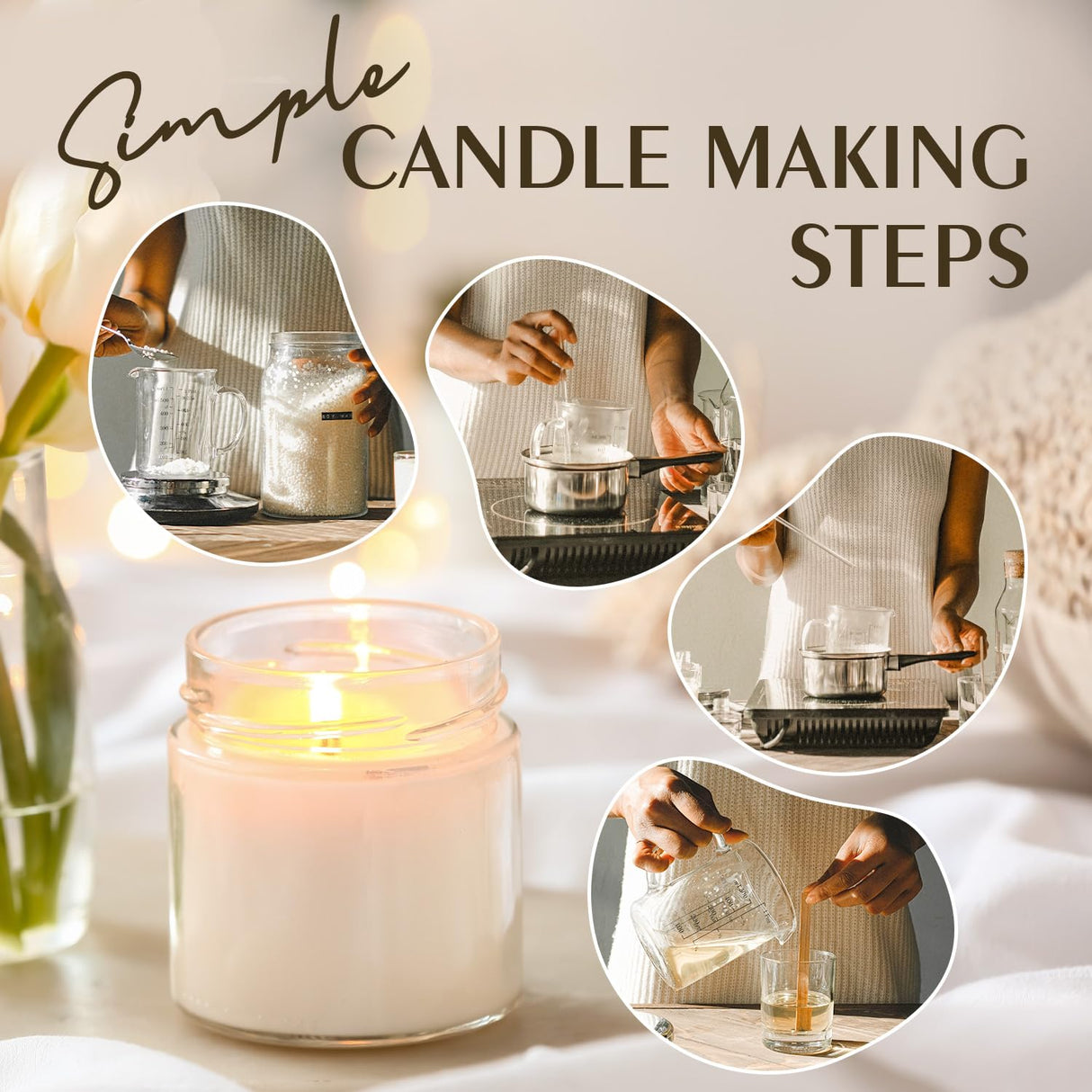 Soy Wax, Waxcanpy Natural Soy Wax for Candle Making, Organic Candle Wax from Farm, No Additives, Harmless and Pure (5lb) Waxcanpy