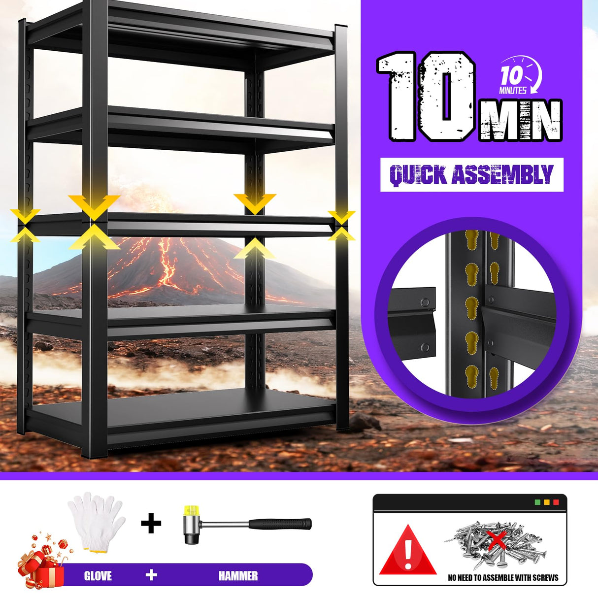 RPGHJJ 72" H Garage Shelving Units Garage Storage Shelves 5T Metal Shelf Heavy Duty Shelving Unit Adjutable Industrial Utility Shelf Storage Rack for Warehouse, Basement,72" H*36" W*16" D RPGHJJ