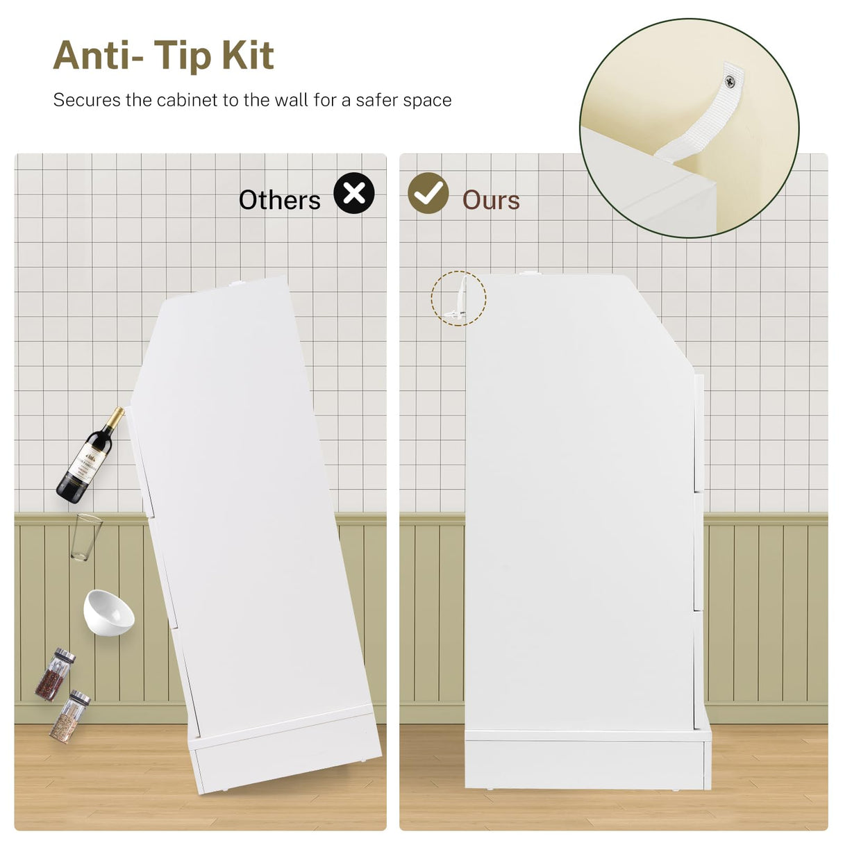 TEENFON 46.5'' Wide White Dresser for Bedroom, 6 Drawer Dresser with Charging Station & LED Lights, Closet Organizer for Bedroom, White TEENFON