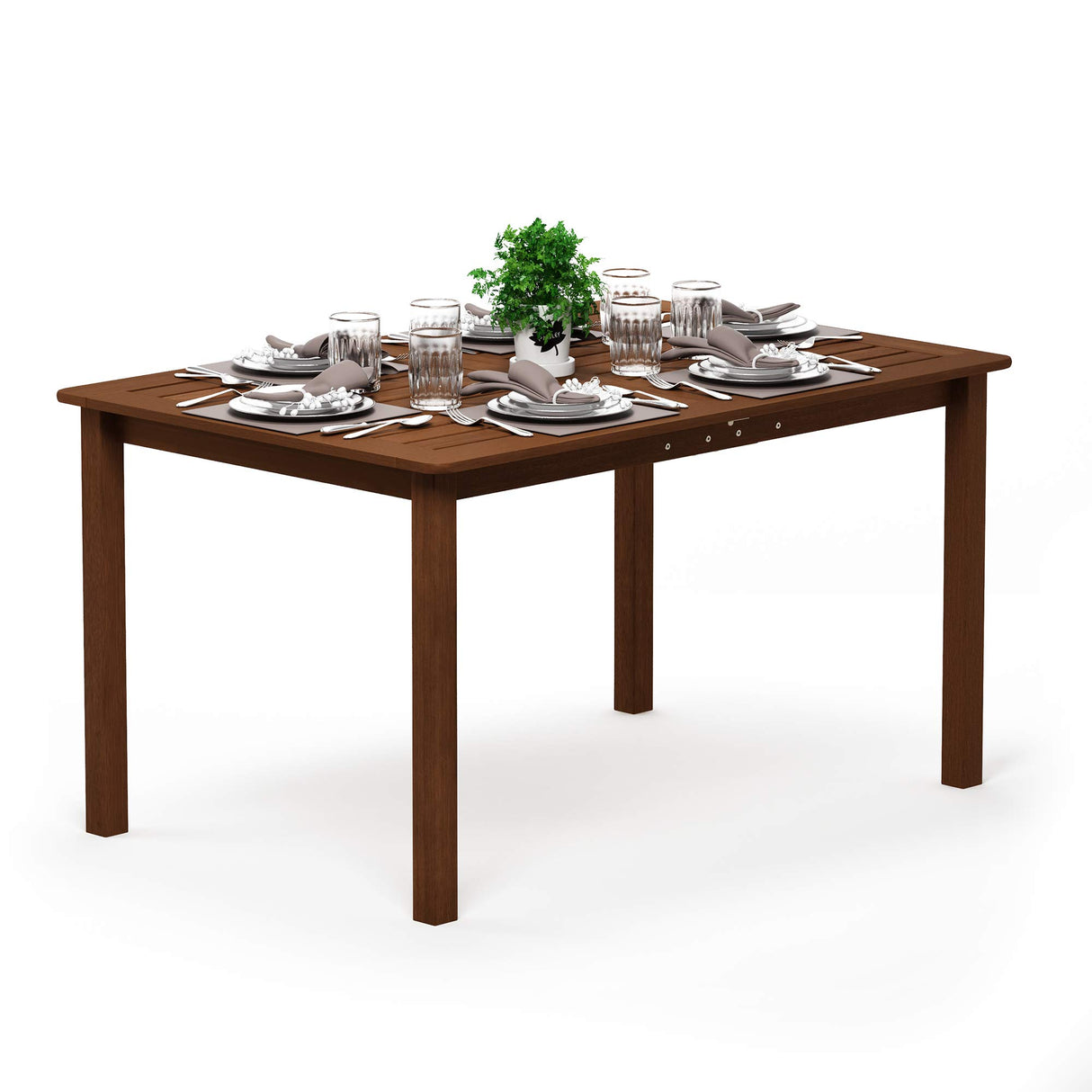 Furinno Tioman Outdoor Dining Table, Natural 35.5"D x 59.0"W x 29.0"H Furinno