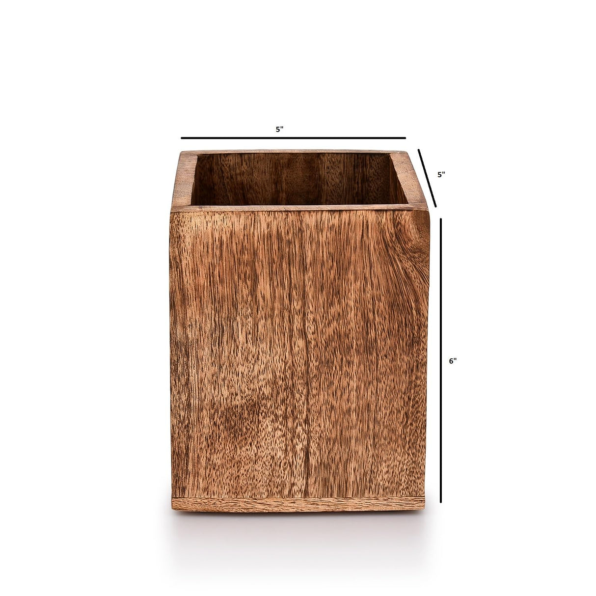 Samhita Mango Wood Burning Finished Kitchen Utensil Holder for Countertop, Utensil Holder Container for Kitchen Cooking Utensil. (5"x 5"x 6") Samhita