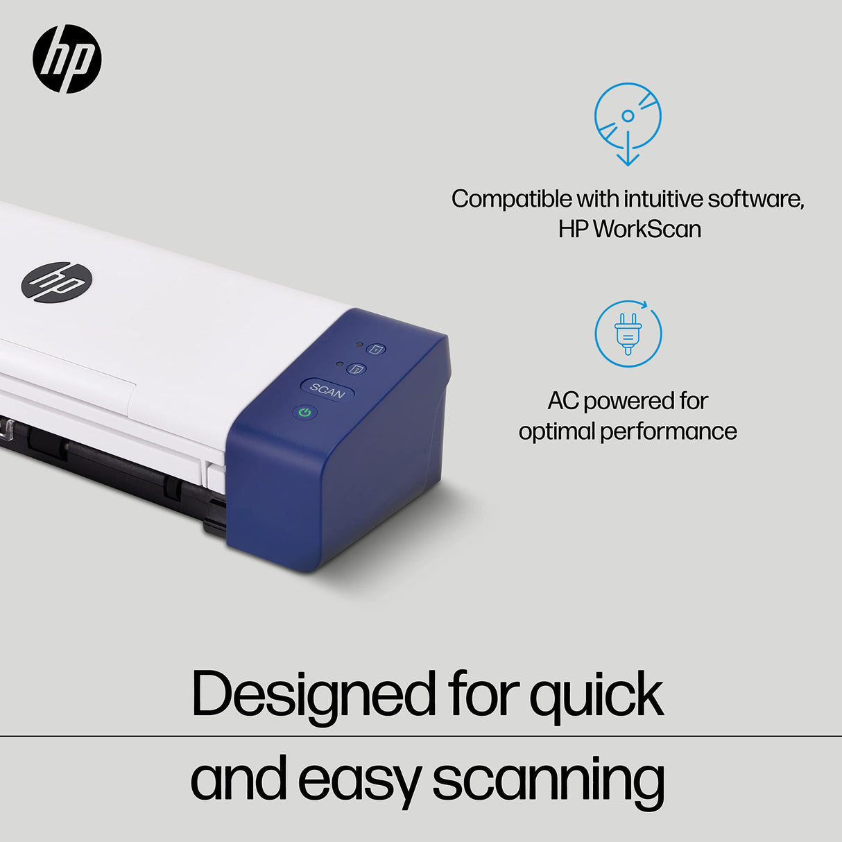HP Compact Desktop Duplex USB Mobile Document & Photo Scanner with Auto-Feed Tray for Portable 2-Sided Digital Scanning, Model HPPS200, for Home & Office, PC and MAC, HP WorkScan Software Included HP