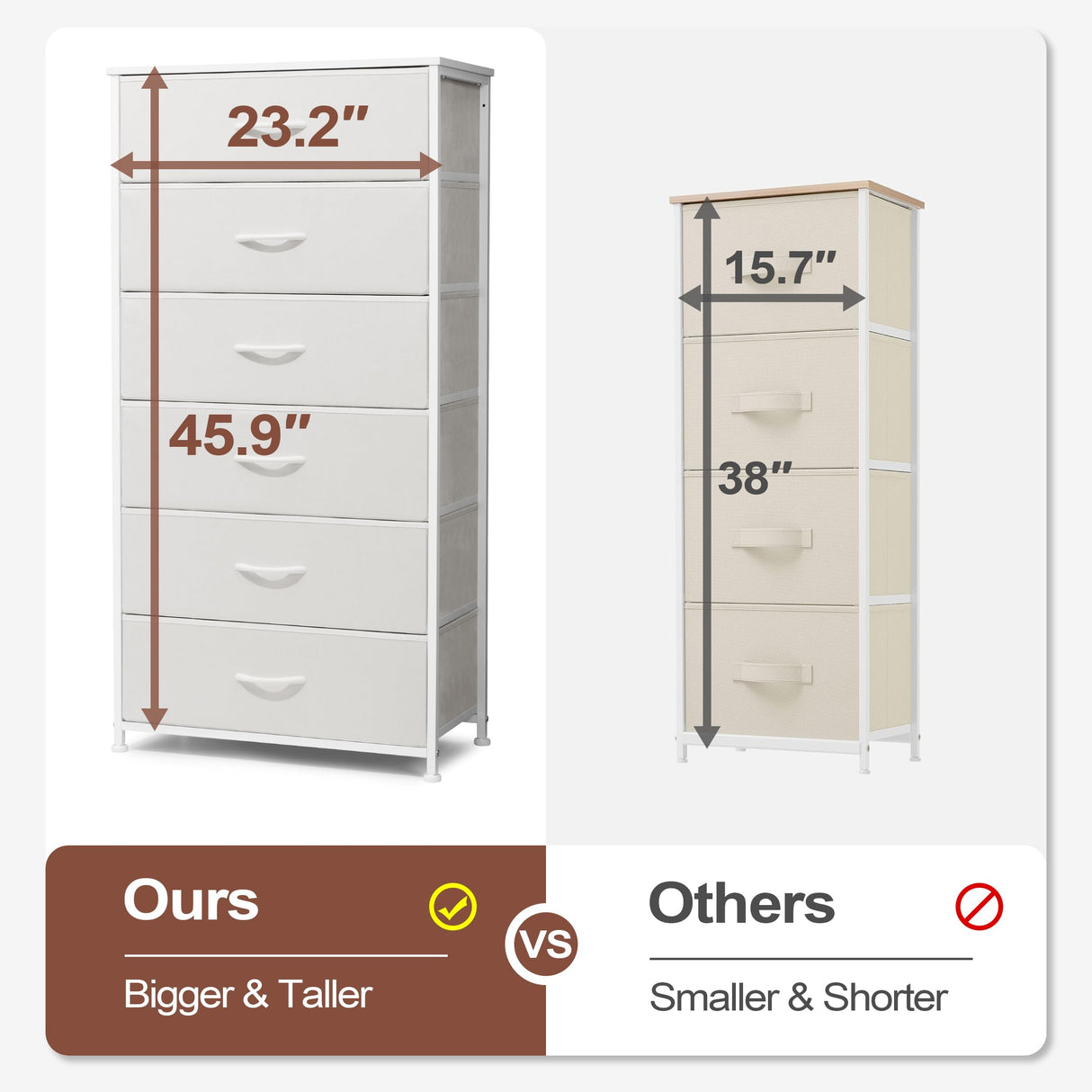 Crestlive Products Dresser for Bedroom with 6 Drawers, Tall Chest of Drawers, White Dressers Bedroom Furniture, Storage Organizer Unit with Bins for Closet, Hallway, Living Room, Entryway Crestlive Products