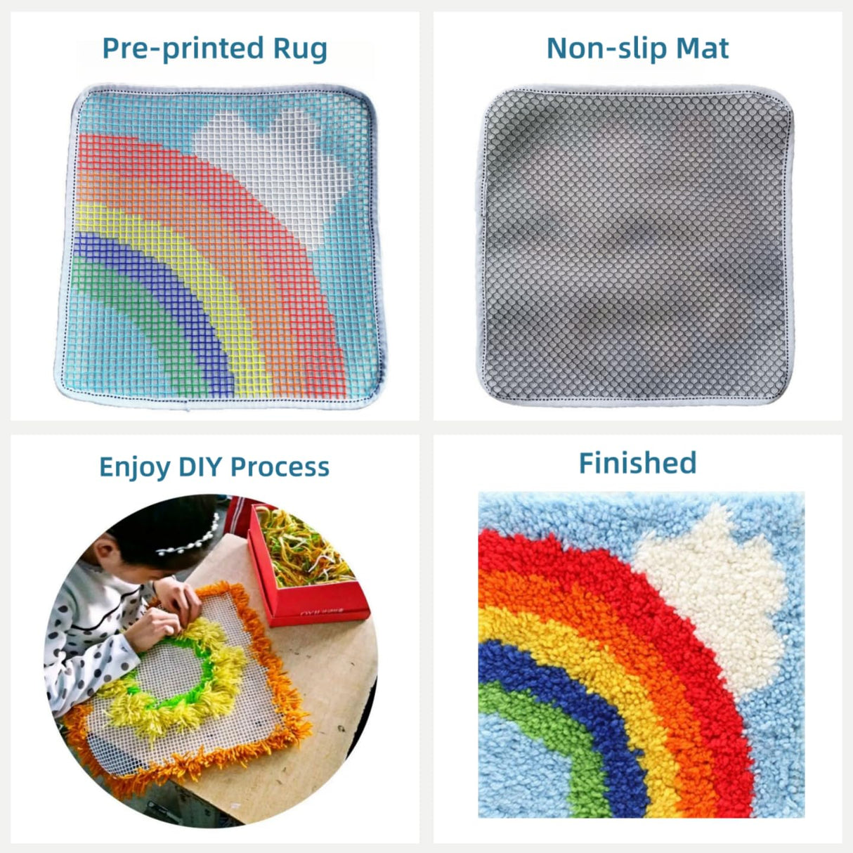 Generic Cute Cartoon Sea Turtle Latch Hook Kits Mini Rug DIY Handmade Crochet Yarn Needlework Hook and Latch Kit Printed Canvas Carpet Cushion Cover Home Christmas Decoration 30x30cm(3) Generic