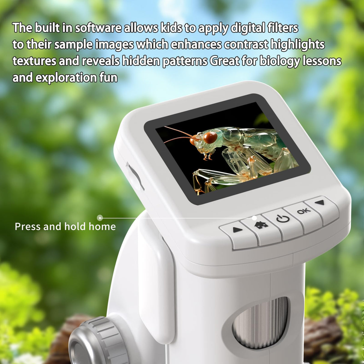 1200X Microscope for Kids with 2 inch Screen STEM Digital Science Kit Rechargeable Handheld Zoom 32GB SD Card Slides Photo and Video Gift for Kids Ages 6 to 12 (Green) WSDMIC