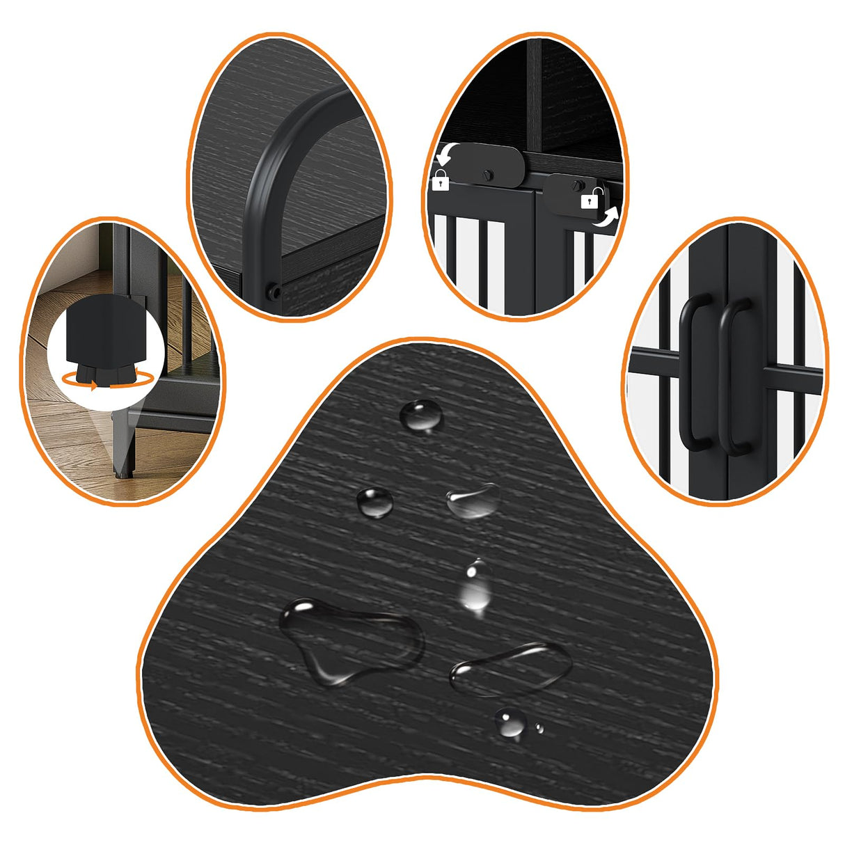 Saudism Dog Crate for Large Dogs, Black Furniture Dog Crate, Large Dog Kennel Indoor, Heavy Duty Wood Dog Cage Table with Drawers Storage, Sturdy Metal, Inner Size: 39.4" L x 22.5" W x 23.3" H Saudism