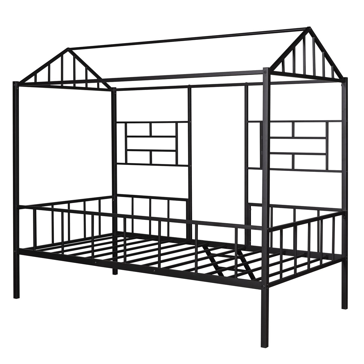 Harper & Bright Designs Metal Twin Size House Loft Bed for Kids, Low Loft Bed with Roof and Ladder, Junoir Loft Bed Twin for Girls Boys,Playhouse Bed Frame, Black Harper & Bright Designs
