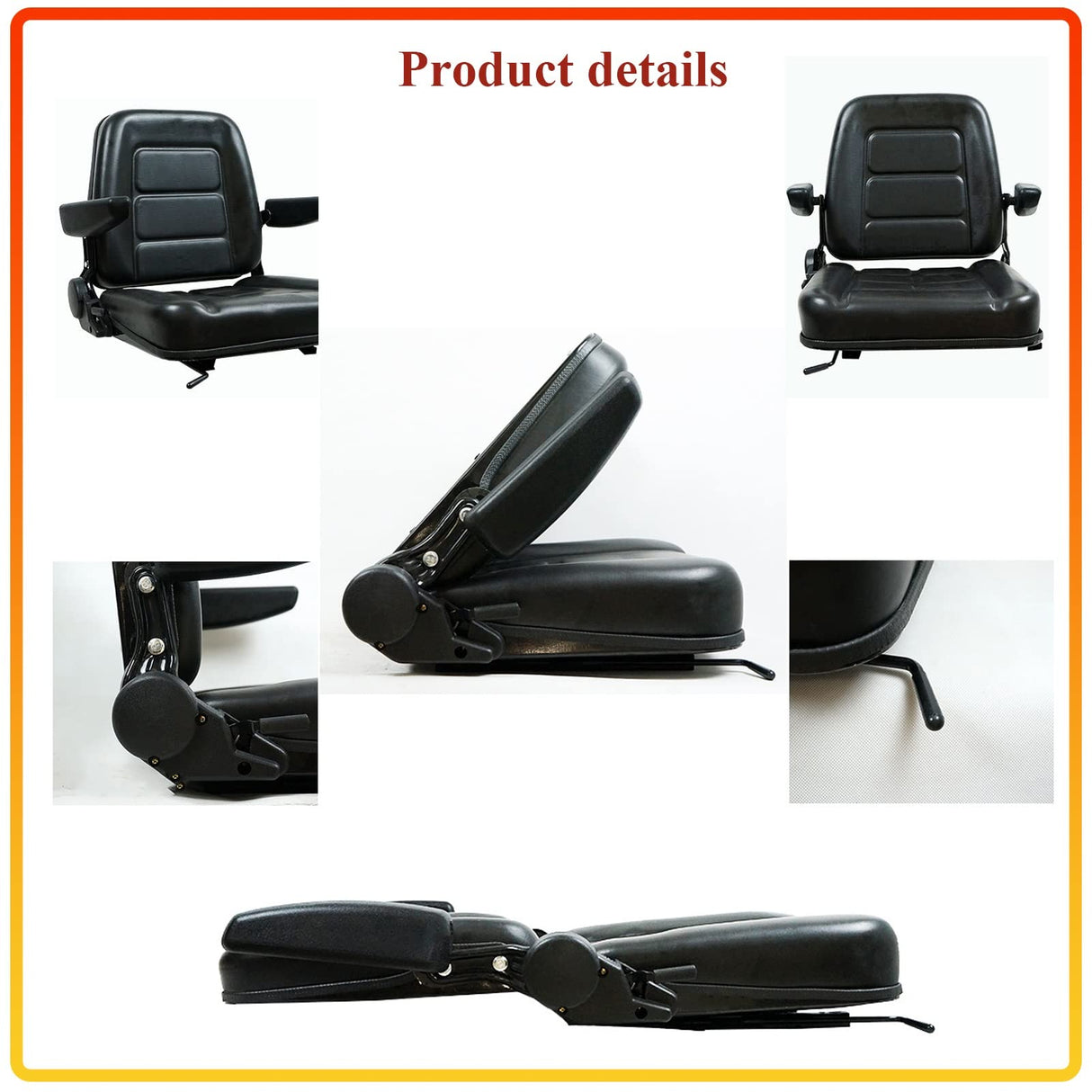 Tractor Seat,Universal Forklift Seat Adjustable Forklift Seat Black PVC Tractor Seat With Safety Belt Lawn Mower Seat (Size : A) ZSYHCX