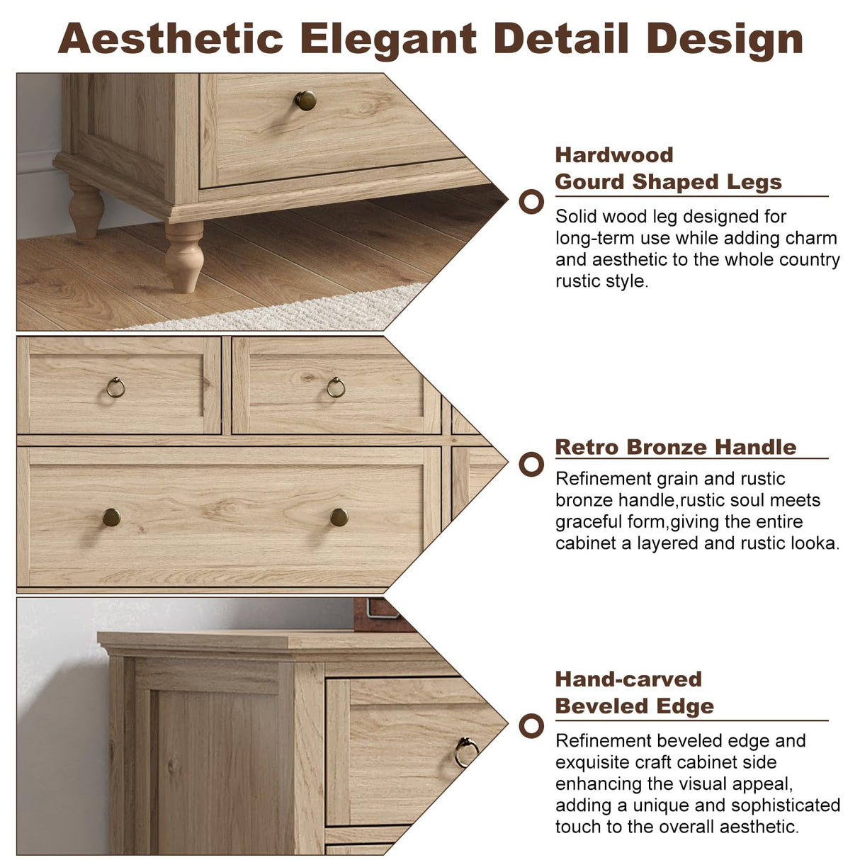 chartustriable 65inch Large Long Drawer Dresser w/Deep Drawers,Rustic Wood 8 Drawer Dresser with Large Capacity for Living Room,Wooden Chest of Drawers for Bedroom,Living Room,Entryway,Oak chartustriable