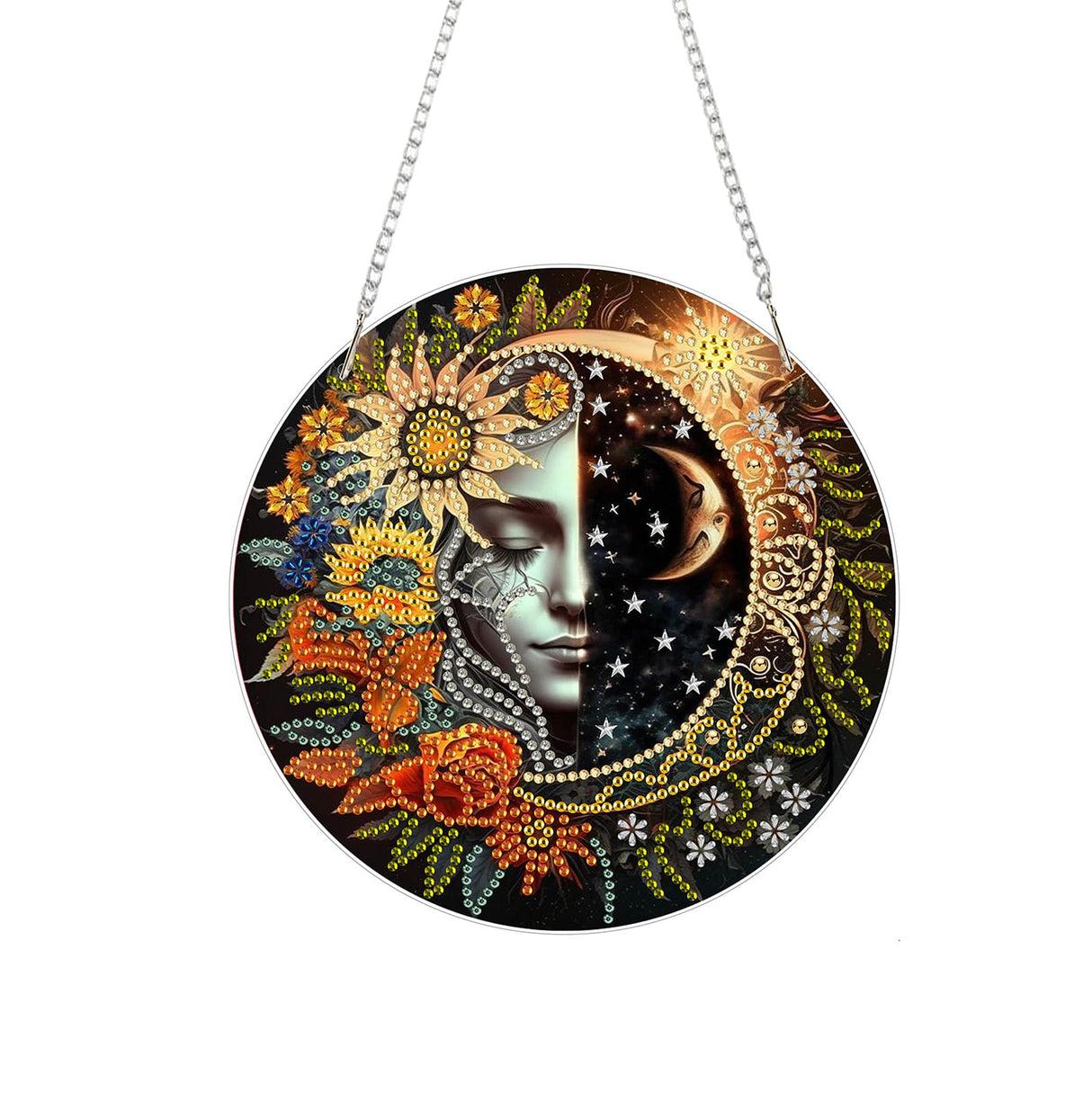 AIBOERL Sun and Moon Diamond Painting Pendant Kits,5D Diamond Art Diamond Painting Hanging Kits,7.17"X7.17"DIY Diamonds Painting Suncatcher Pendant Kit for Adults for Gift Wall Home Decor AIBOERL