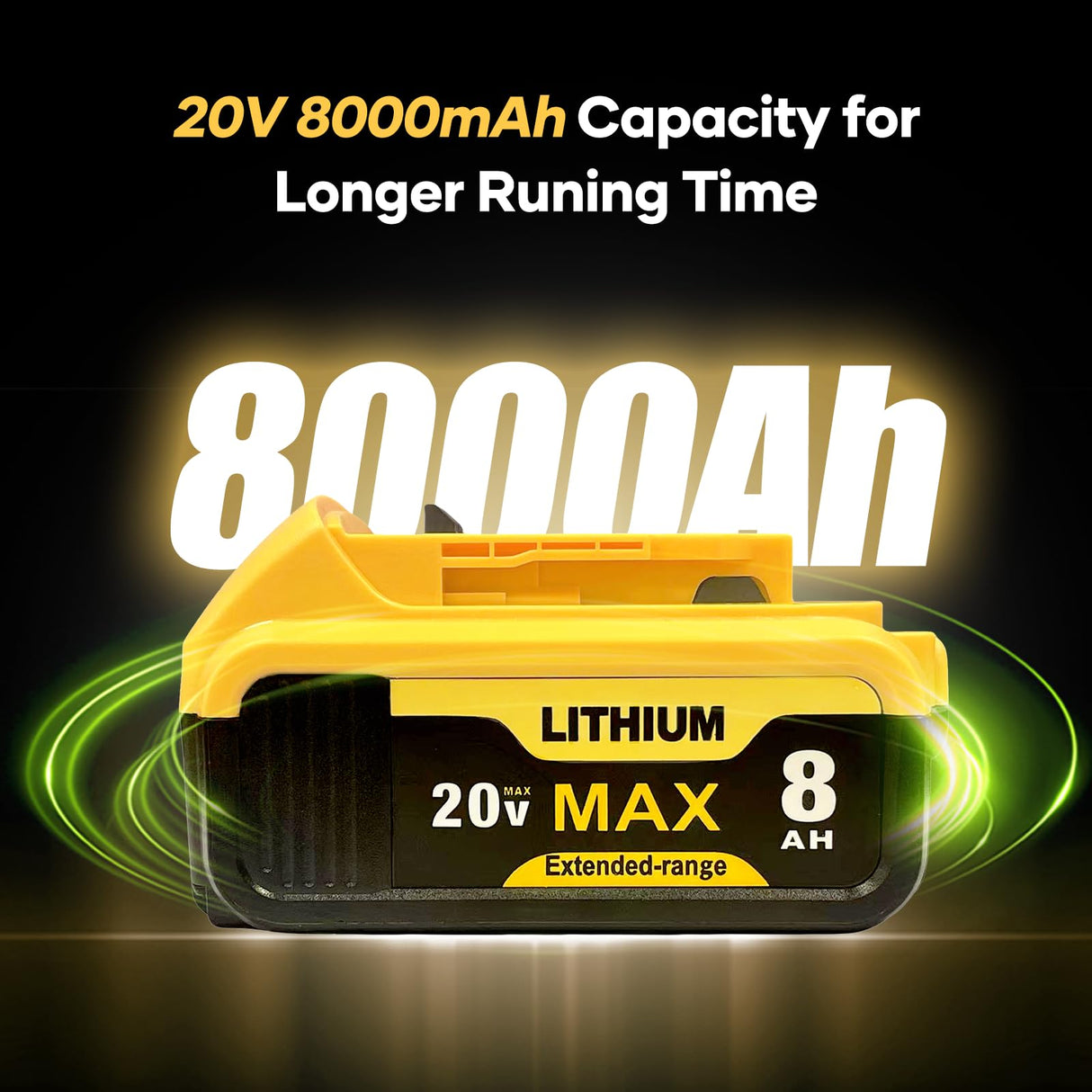 Etikpouon 8.0Ah Replace Battery for Dewalt Replacement for Dewalt 20V Max Batteries DCB205-2 DCB206 DCB204 DCB203 DCB208 Compatible with Dewalt 20V Cordless Power Tools Etikpouon