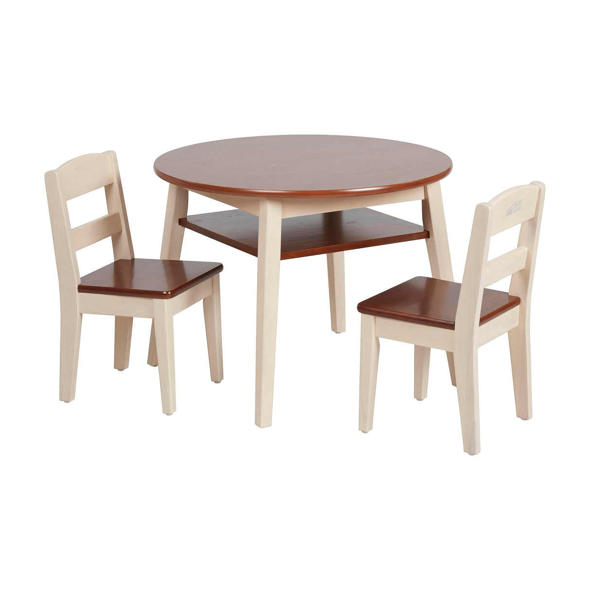 ECR4Kids Hideaway Table and Chair Set, Kids Furniture, Dark Walnut/Antique White, 3-Piece ECR4Kids