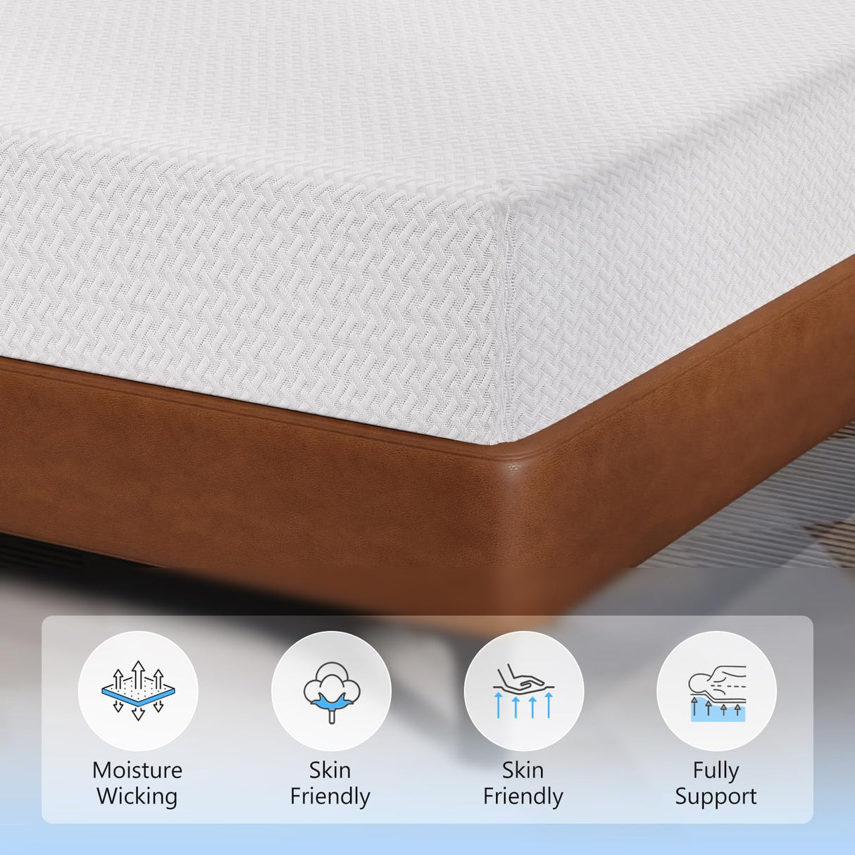 FDW 8 Inch Green Tea Queen Cooling Gel Memory Foam Mattress/Medium-Firm Mattress for Pressure Relief for Kid Adults/CertiPUR-US Certified/Mattress in a Box, Queen FDW