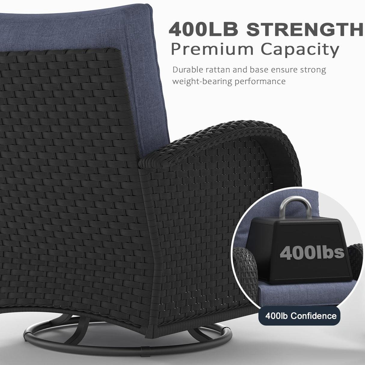 LayinSun 7 Pieces Outdoor Patio Furniture Set with Fire Pit Table, Rattan Wicker Sectional Swivel Rocker Chairs Sets LayinSun