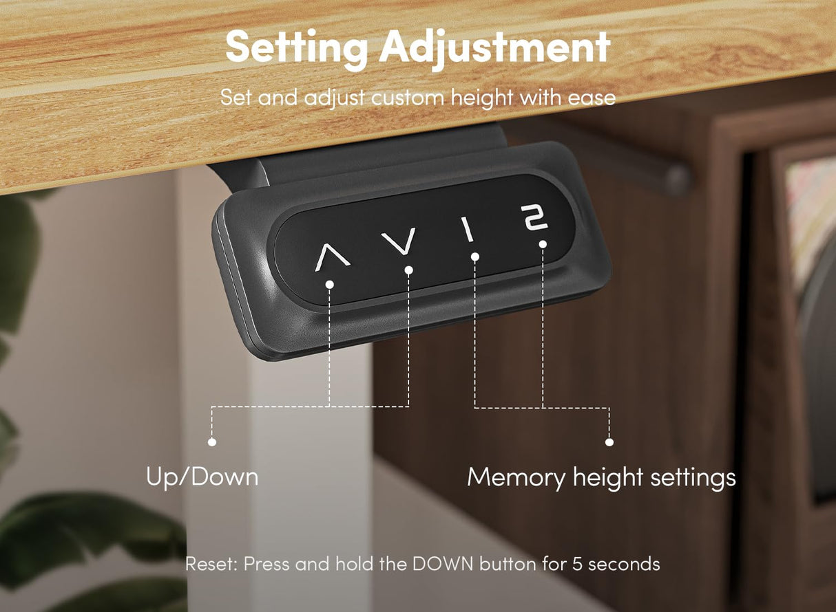 FEZIBO 55 x 24 Inch Height Adjustable Electric Standing Desk with Double Drawer, Stand Up Desk with Storage Shelf, Sit Stand Desk, Light Wood FEZIBO