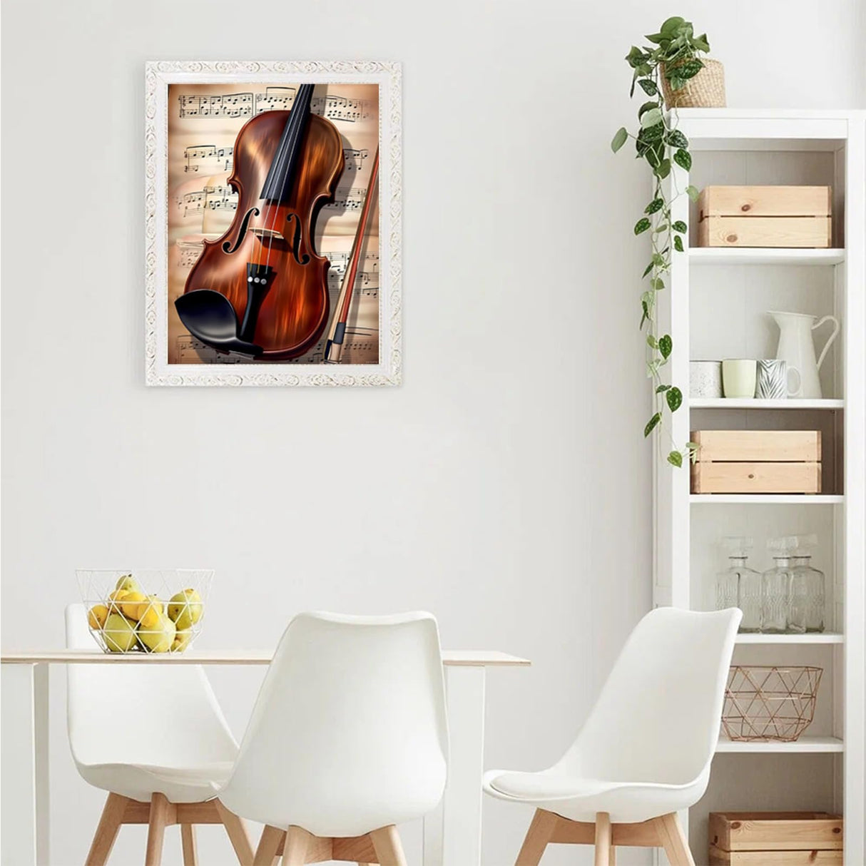 5D Vintage Violin Sheet Music Diamond Painting Kits, Full Round Diamond Art Kits for Adults Music Theme Diamond Dots Paint by Numbers Kits 12x16inch EATUKYIC