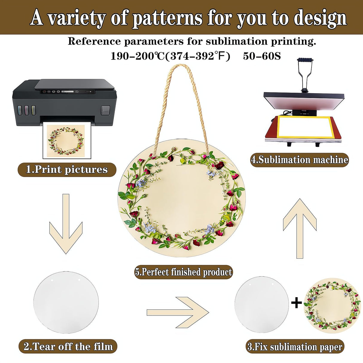 4 pcs Metal Sublimation Door Hanger Blanks,10 inch Round Unfinished Sign Blank,Sublimation Door Decorations Hanging,Sublimation Ornament Blanks,Door Decor Sublimation Metal Sign Blanks Guyuewey