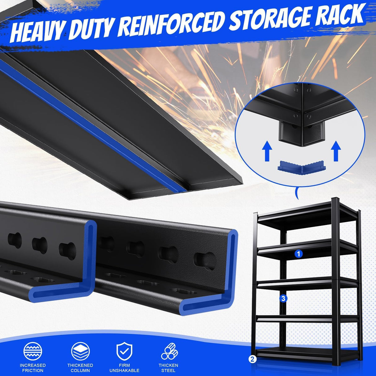 TXTDPL 59" W Storage Shelves, 5-Tier Garage Shelving, 3500 lbs Heavy Duty Garage Shelves, Adjustable Shelving Unit|Easy Assembly, for Workshop, Basement, Warehouse, 19.7" D x 59" W x 72" H, Black TXTDPL