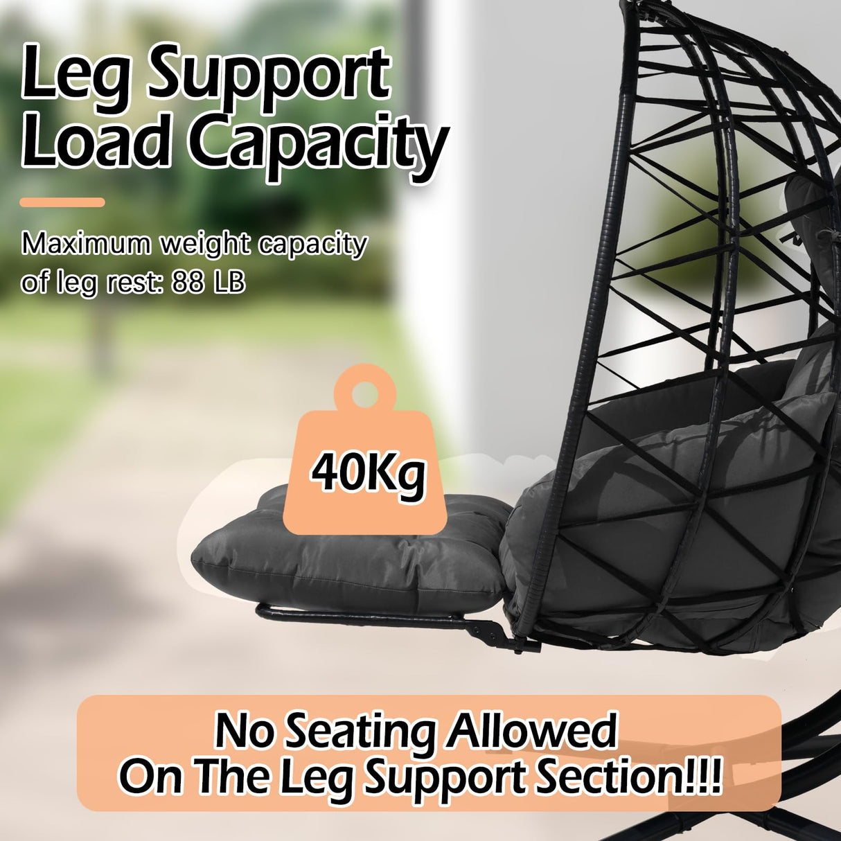 Double Egg Chair Outdoor with Stand & Adjustable Canopy, Extra Large 2 Person Patio Egg Chair with Leg Rests, Hanging Swing Chair with Thickened Cushion, Swinging Love Seat for Outdoor Patio (HQH) VIXLON