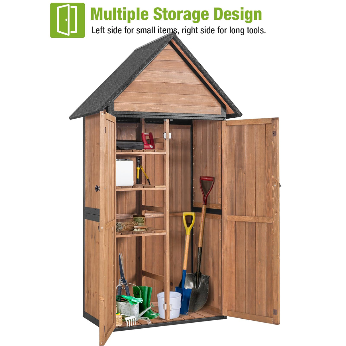 GUTINNEEN Shed Outdoor Storage Upgraded with Durable Metal Frame Garden Shed Tool Storage Cabinet with Wooden Floor Adjustable Shelfs 2.5 x 1.4FT (Brown) GUTINNEEN