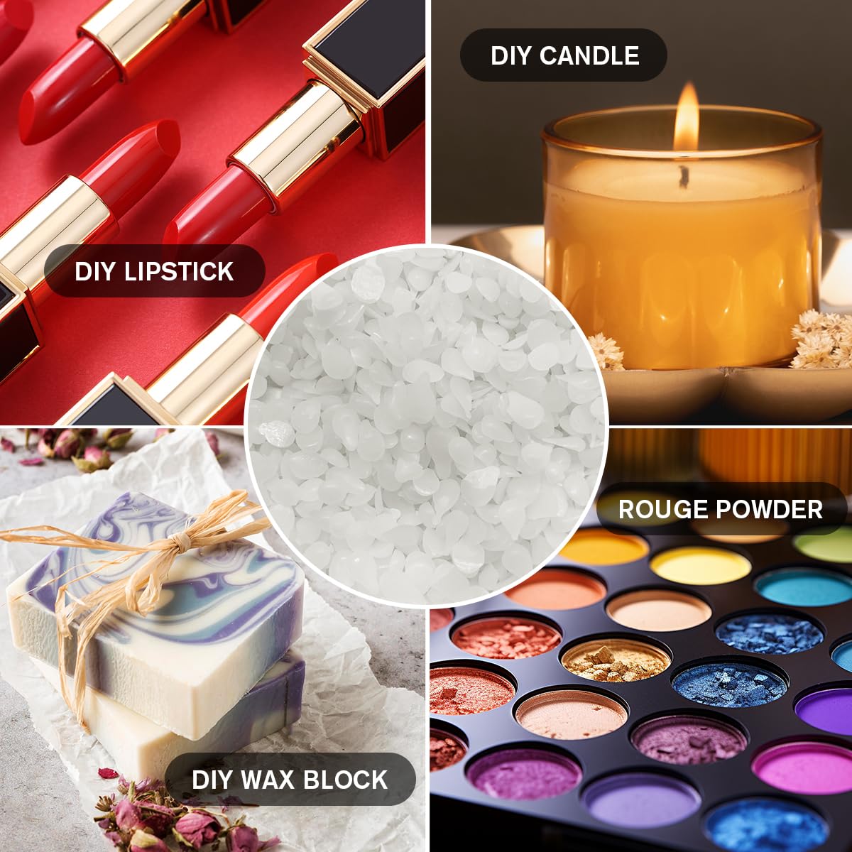 8LB Beeswax Pellets, White Beeswax, 100% Organic Beeswax for Candle Making, Body, Skin Care DIY, Lip Balm and Soap Making Supplies Amastika