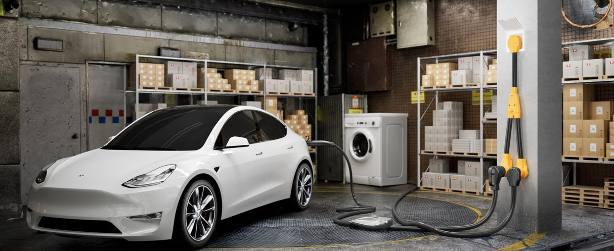 MECMO 30 Amp Dryer Y Splitter to RV/EV, NEMA 14-30P to 14-50R / 14-30R Splitter Power Cord Adapter, Dryer 4-Prong 30 AMP Y Adapter Cable for EV RV Car Charging at Dryer Outlet 250V, STW 10 AWG, 2ft MECMO