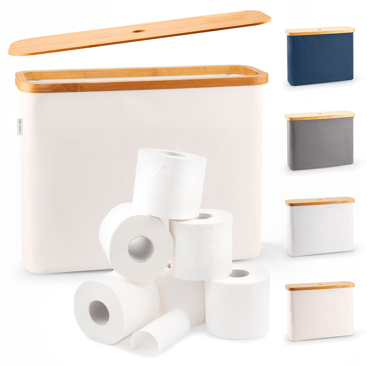 Lonbet - Toilet Paper Basket - Toilet Paper Storage - The Ultimate Bathroom Organizer - Bamboo Storage Basket, Toilet Paper Organizer Basket, Bathroom Accessories Holder - Toilet Paper Bin Lonbet