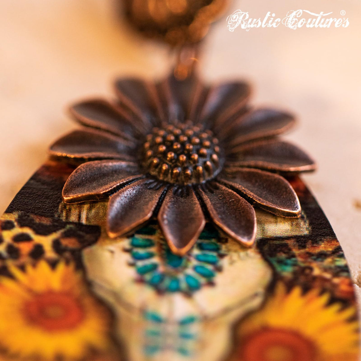 Rustic Couture's Western Country Earrings Jewelry for Women Statement Sunflower Wood Big Dangling Earrings RCE-1046BZ Montana West