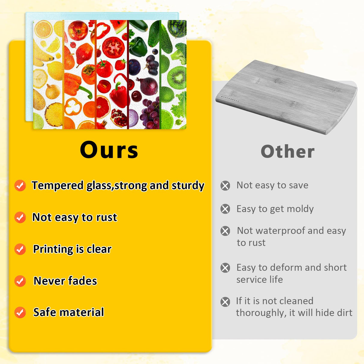 10 Pack Sublimation Glass Cutting Board Blanks, 11"x7.87" Heat Thermal Transfer Sheet DIY Picture Chopping Board, Textured Blank Cutting Boards for Kitchen Countertop Beclumas