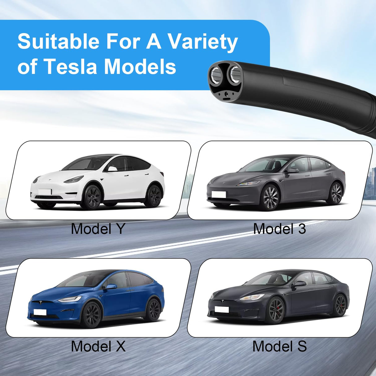 HUSTIAN Tesla Charger Extension Cable Compatible with Tesla Model X/Y/3/S, 20ft EV Charging Extension Cable 110-240V 48A Tesla EV Charger Extension Cords HUSTIAN