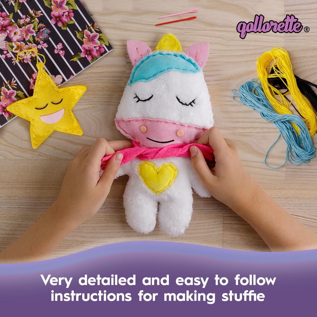 qollorette Fur Sewing Kit for Children, Sew Your Own Unicorn Toy Kids' Craft Kit - Sewing Kit for Kids, Learn to Sew & Play qollorette