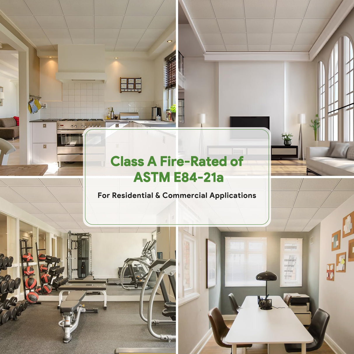 Fasarxiu 2ft x 2ft Printed Pro Ceiling Tiles Waterproof, Washable and Fire-Rated - High-Grade PVC Ceiling Tiles 24"x24" - Easy Drop-in Installation - Case of 12 (48 sq. ft.) Fasarxiu