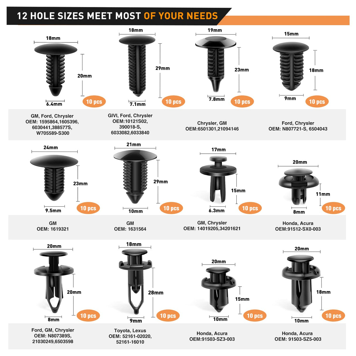 GOOACC 238Pcs Trim Removal Tool, Auto Push Pin Bumper Retainer Clip Set Fastener Terminal Remover Tool Adhesive Cable Clips Pry Kit Car Panel Radio Removal Auto Clip Pliers (GRC-207) GOOACC