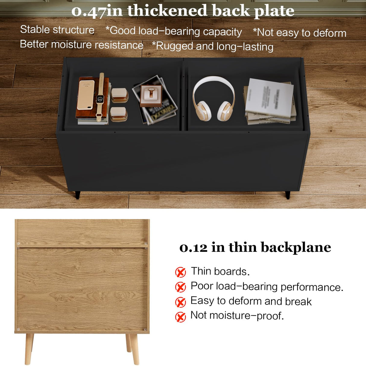 Chrangmay Modern Chest of Drawers with 6 Drawers,Deep Drawers,Clothes Organizer,Large Storage Cabinet for Living Room, Bedroom,Hallway,with Anti-Tipping Device,Black Chrangmay