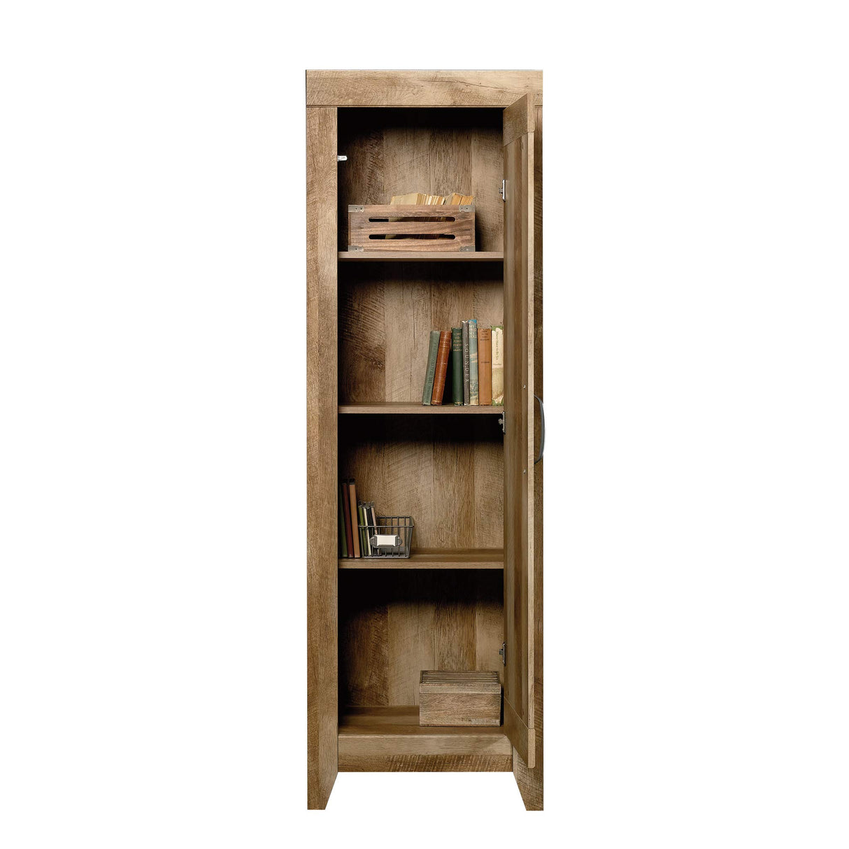 Sauder Adept Narrow Storage Pantry Cabinet, L: 22.60" x W: 16.77" x H: 70.98", Craftsman Oak finish Sauder