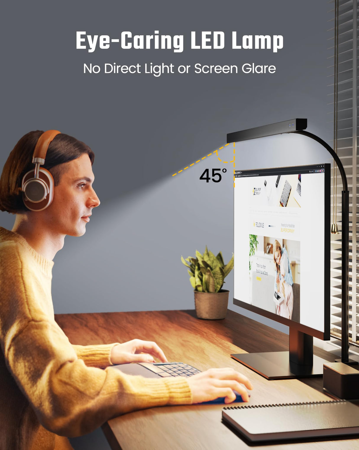 SUPERDANNY LED Desk Lamp for Office Home, Eye-Caring Desk Light with Adjustable Gooseneck, 12W Touch Control Dimmable Brightness, Architect Clamp Lamp with USB Adapter for Reading Study Workbench SUPERDANNY