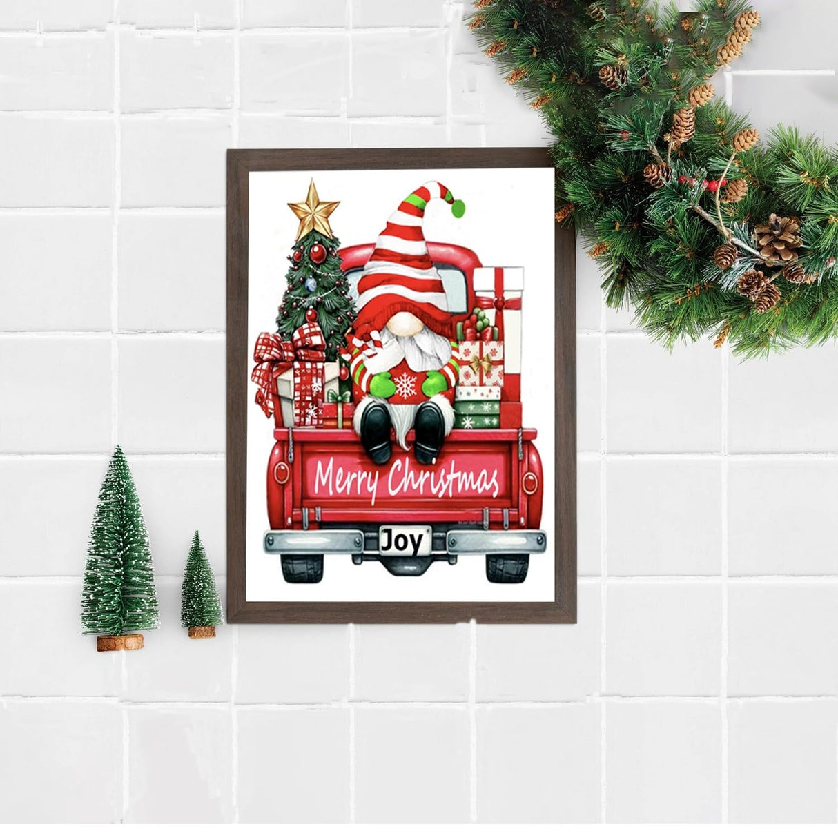 DIYDECORFUN Gnome Diamond Art Kits for Adults,Christmas Diamond Painting Kits, Gift Truck 5D Diamond Dots Paint by Diamonds,DIY Crafts Full Round Drill Gem Art for Wall Decor 12 x 16 Inches DIYDECORFUN