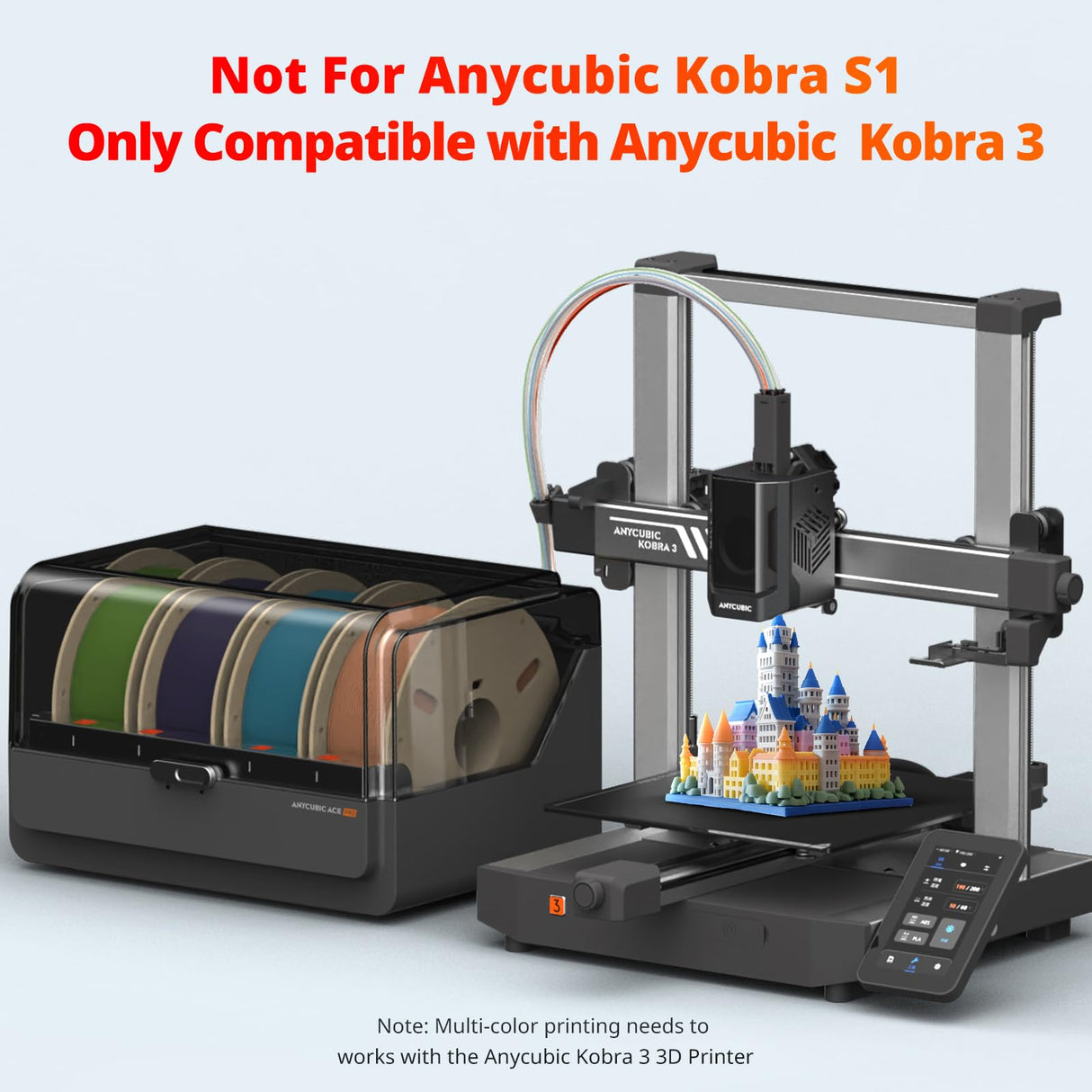 Anycubic ACE Pro Only Box- Not for Anycubic Kobra S1, Only Compatible with Kobra 3 3D Printer, Multi Color 3D Printer Automatically Filament System, Filament Dryer Nozzle Clog Detection ANYCUBIC