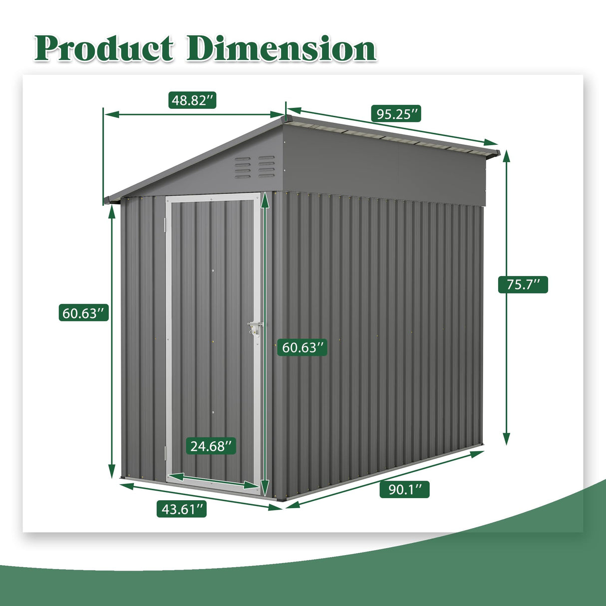 Voryvans Storage Shed 4 * 8 FT Lean to Shed Metal Sheds & Outdoor Storage Cabinet Lockable Tool Organization Bike Mower Shed Portable Outside for Garden Patio, Grey Voryvans