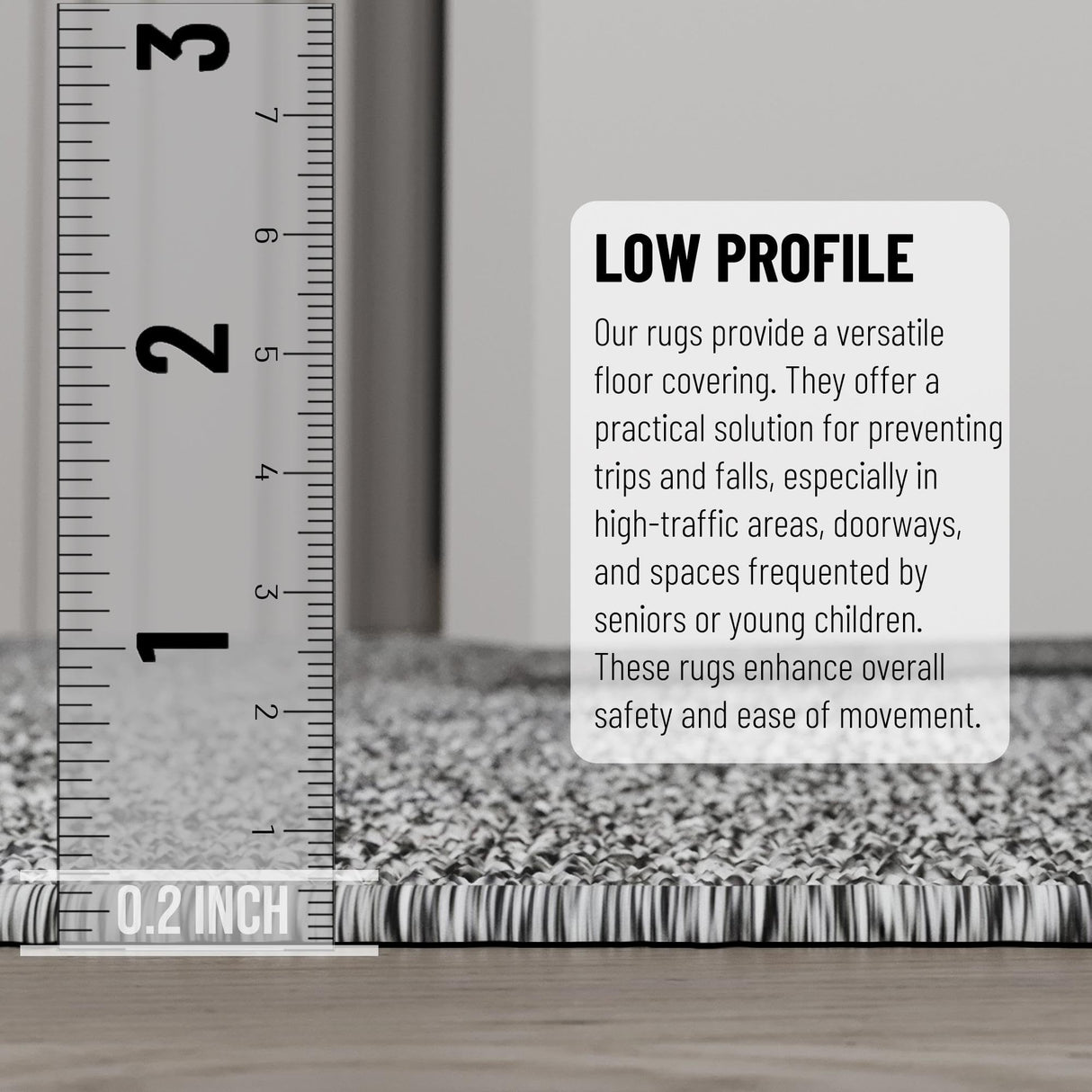 Ottomanson Washable 2x5 Non Slip Runner Rug, Ultra Thin Hallway Rug with Rubber Backing, Solid Design Rug for Kitchen Bedroom or Living Room, Gray, 20" x 59" Ottomanson