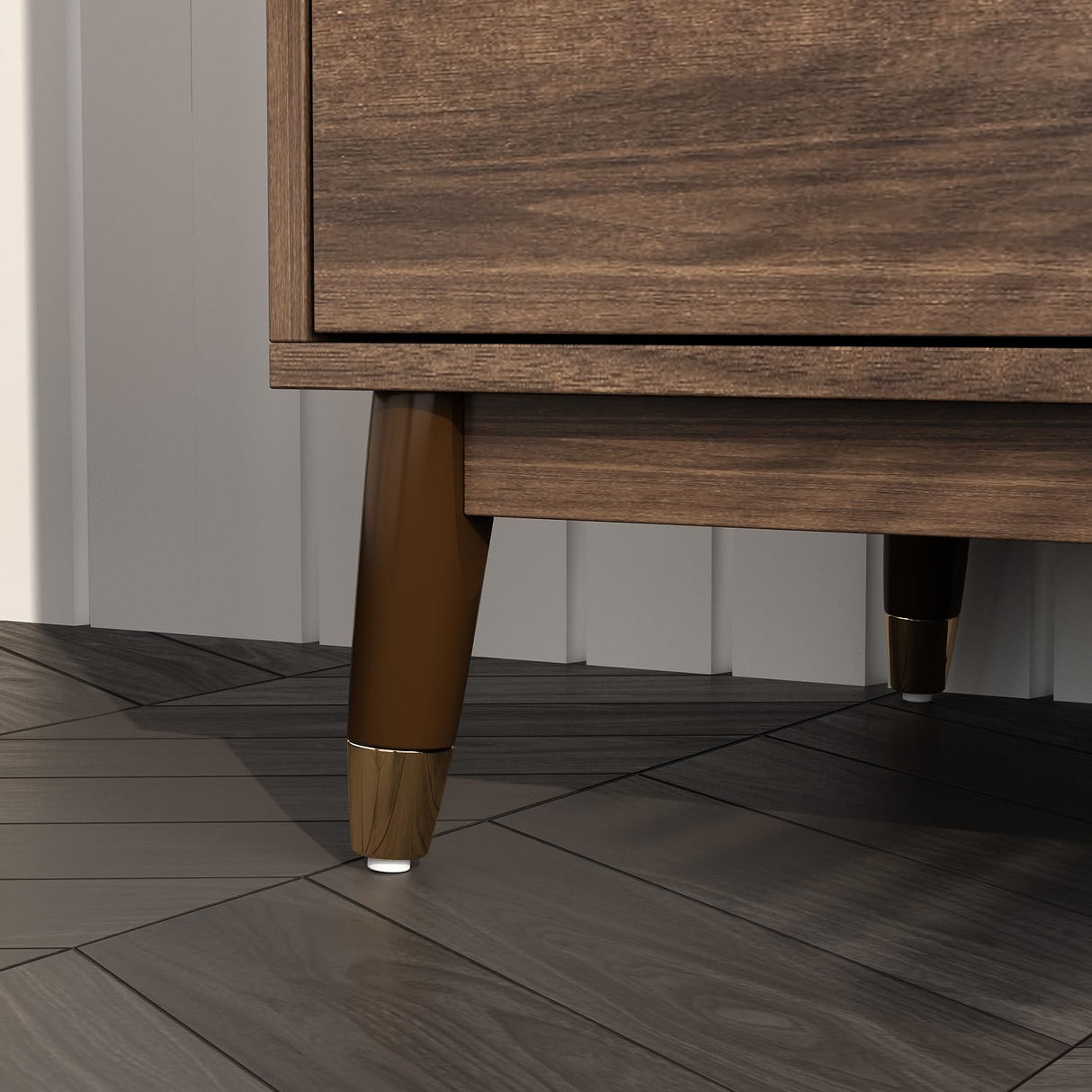 Hitow Wardrobe Armoire Closet with 2 Doors, Wardrobe Cabinet with 2 Drawers & Hanging Rod, Bedroom Armoire Clothes Organizer with Gold Handles, Type B Brown (31.5" W x 19.1" D x 65.1" H) Hitow