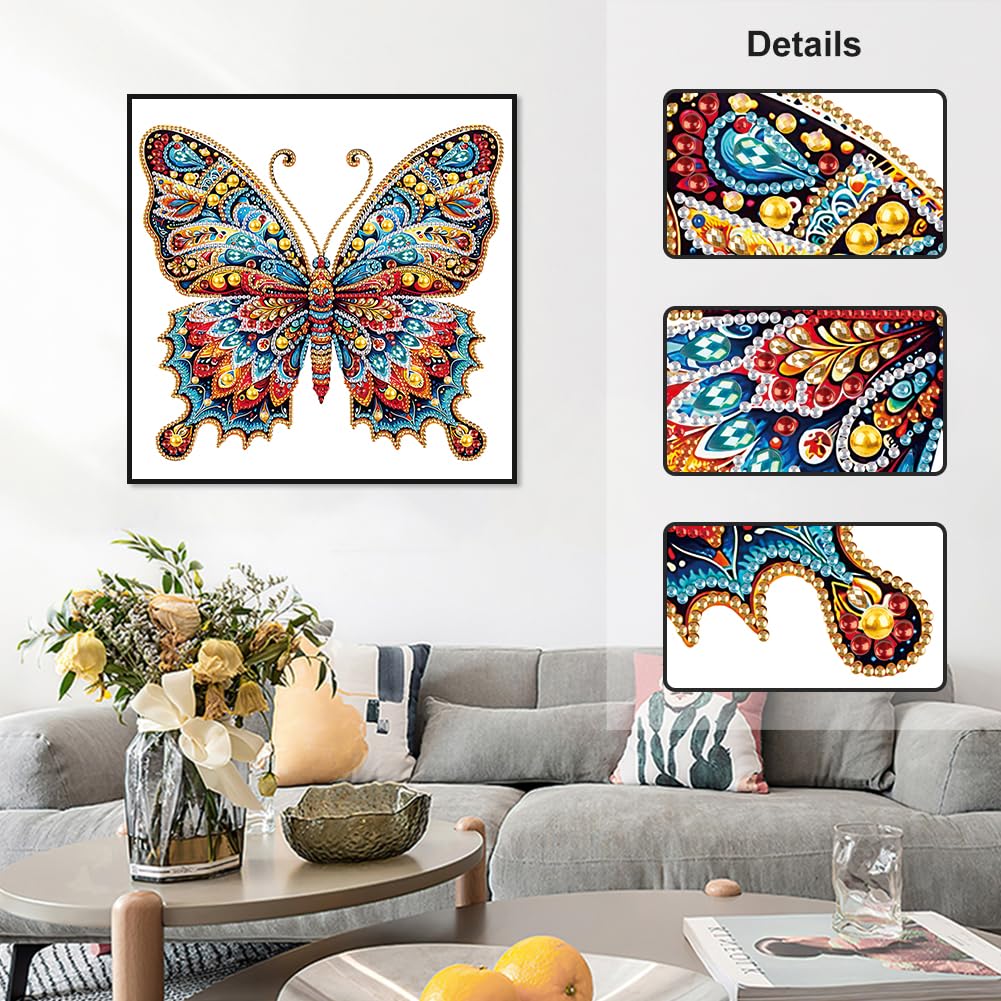 Stalente Diamond Painting Kits for Adults, 5D Special Shape Diamond Art Kits for Beginners, Crystal Rhinestones Diamond Painting for Home Wall Decoration Gift 12×12inch, Butterfly Stalente