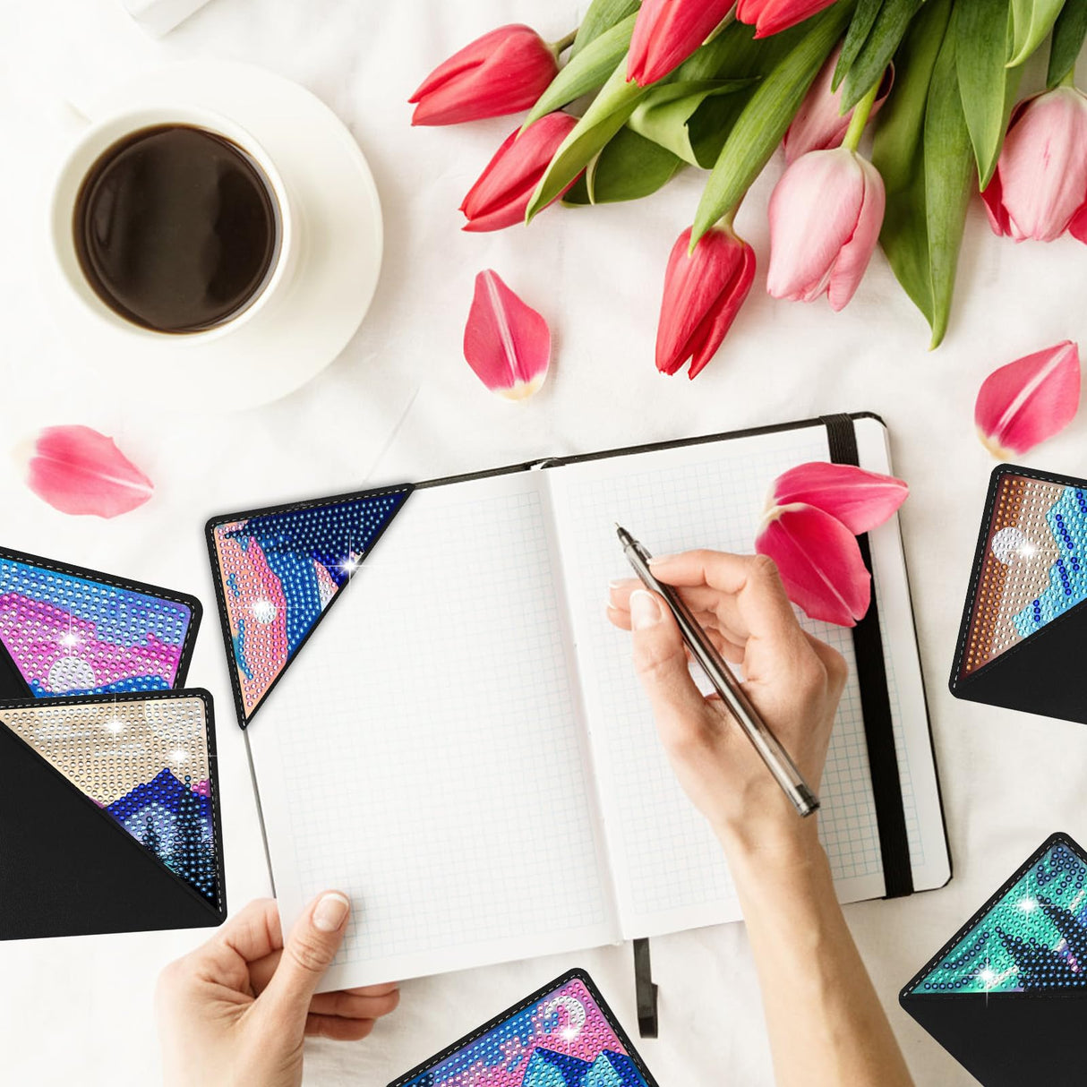 ZYNERY 8 Pcs Diamond Painting Bookmark Kits, Diamond Art Bookmarks for Adults, 5d Diamond Painting Corner Bookmark, Diamond Painting Kits for Beginners, DIY Bookmarks for Birthday, Christmas Gift ZYNERY